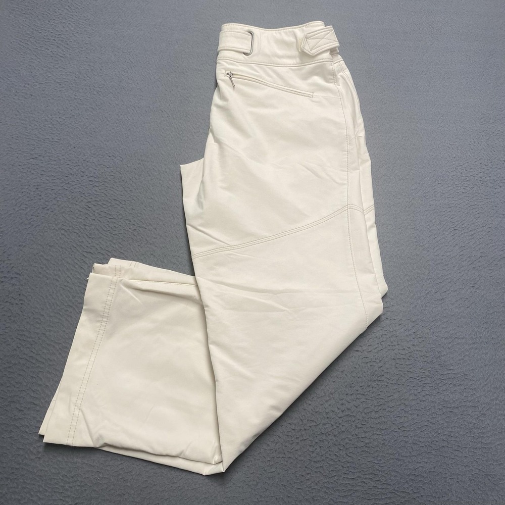 Athleta Snow Pants Womens 8P White Stretch Softshell Ski Snowboard Zip Pockets